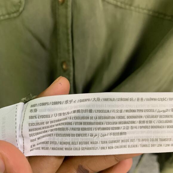 NEW $68 Abercrombie & Fitch‎ Olive Belted Shirtdress Long Sleeve SZ M - Picture 10 of 11